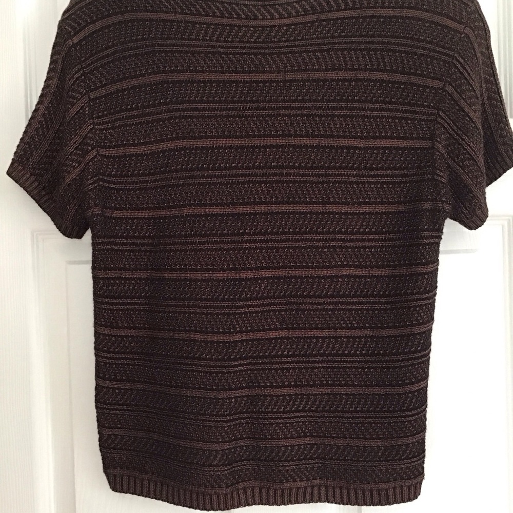 Jones New York Sweater M Short Sleeve Brown With Shoulder Pads - Picture 6 of 9